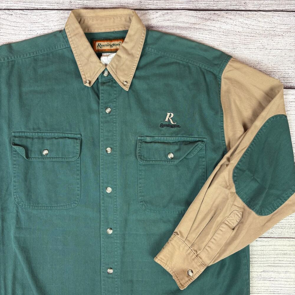 Vintage Remington Color Block Button Up Long Sleeve Shirt